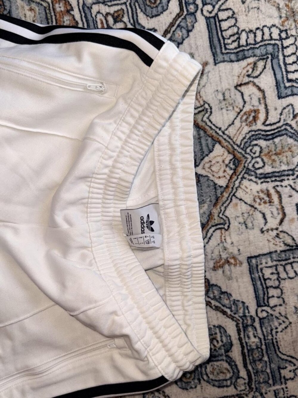 Adidas White Track Pants Black 3-Stripe - Size S